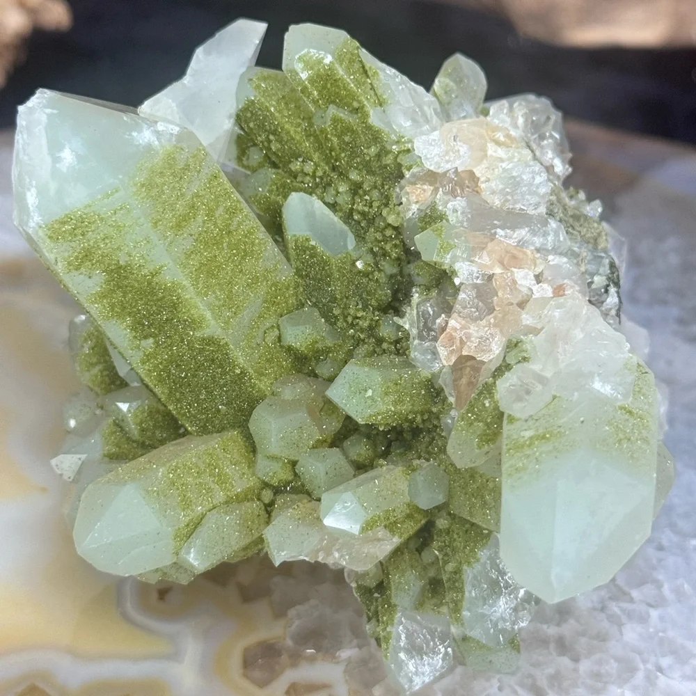 Rare Epidote on Quartz Cluster Turkey - Picture 4 of 10